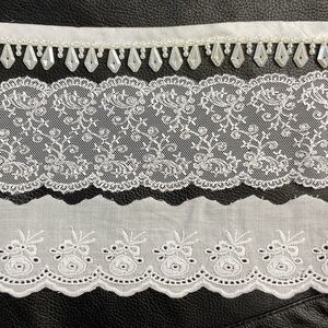 White beaded lace and eyelet sewing trim lot